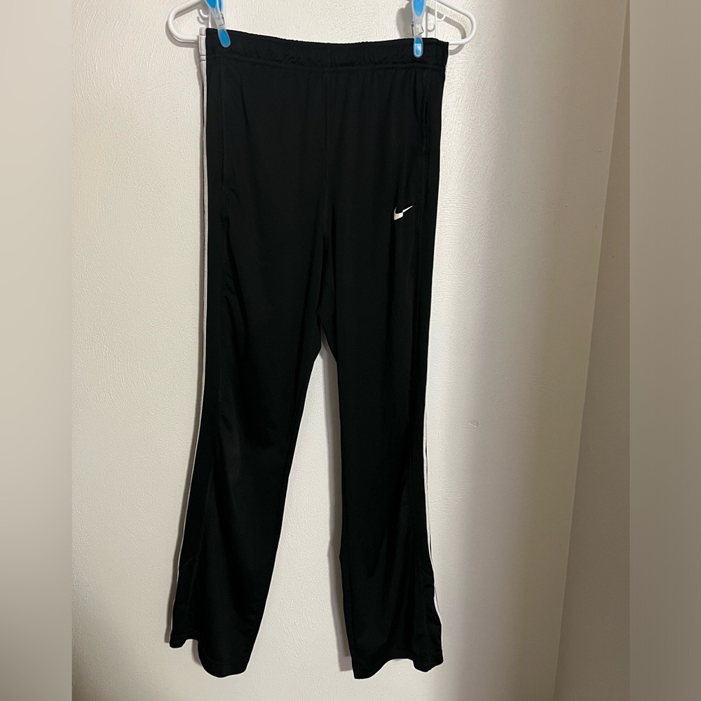 NIKE Dri Fit Classic Bootcut Athletic Pants Black w/ White Strip Girl's Size XL